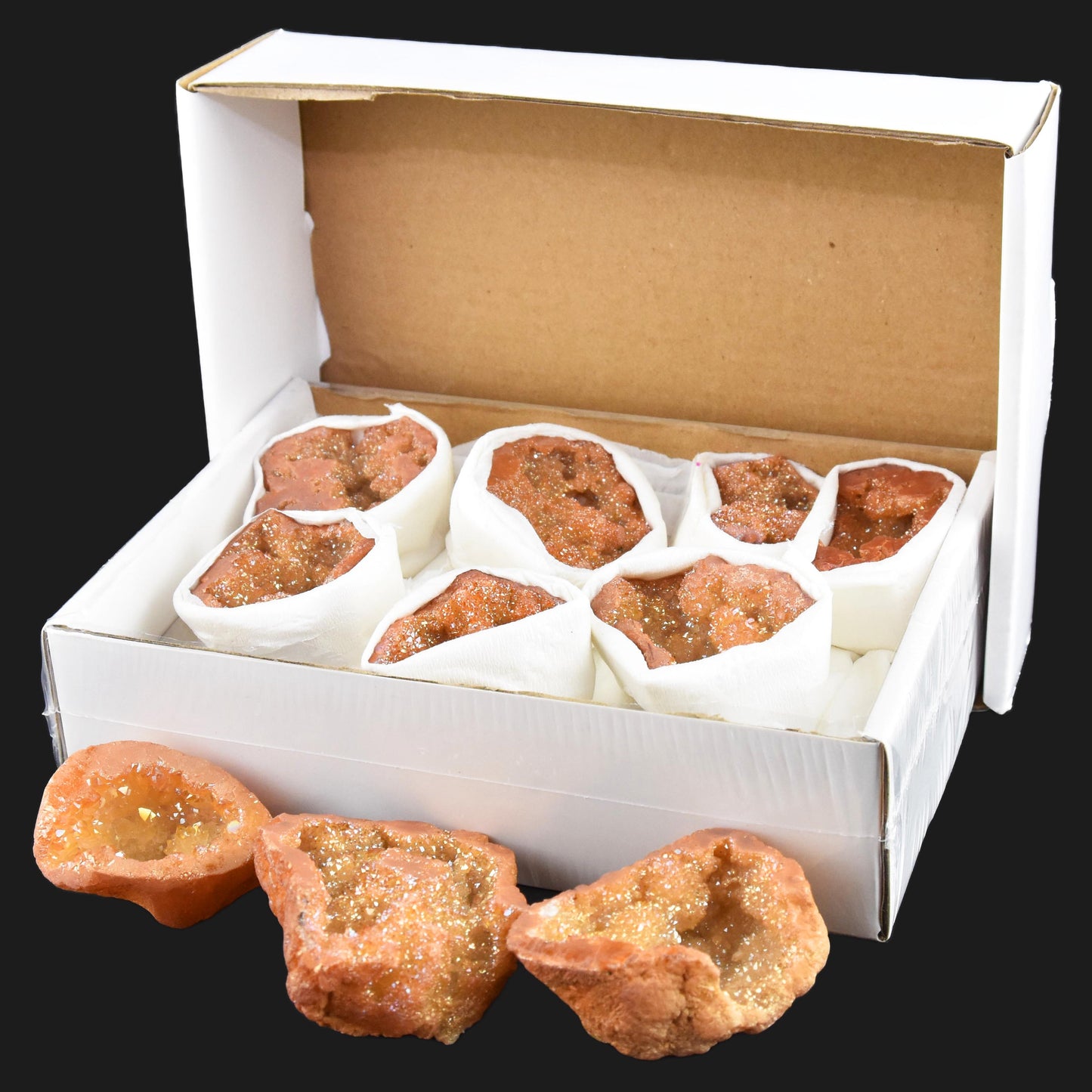 Aura kvarts geoder orange 10st 3-6cm