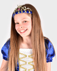 Tiara blå sammet 14cm