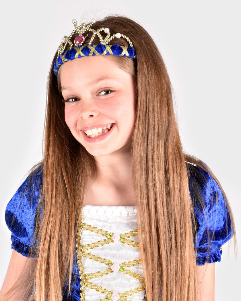 Tiara blå sammet 14cm