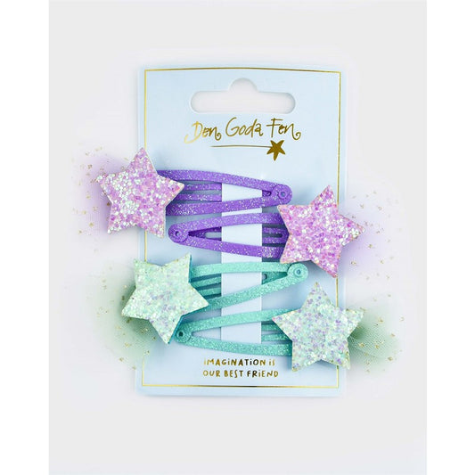 HAIR CLIP GLITTER STAR 4pcs 7cm
