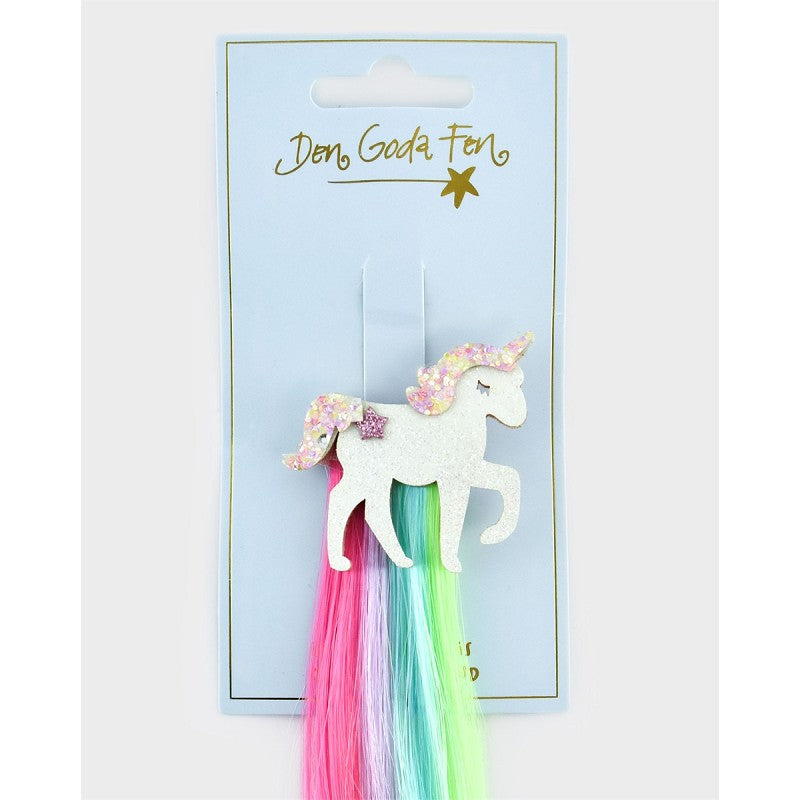 HAIR CLIP UNICORN W. RAINBOW HAIR 43cm