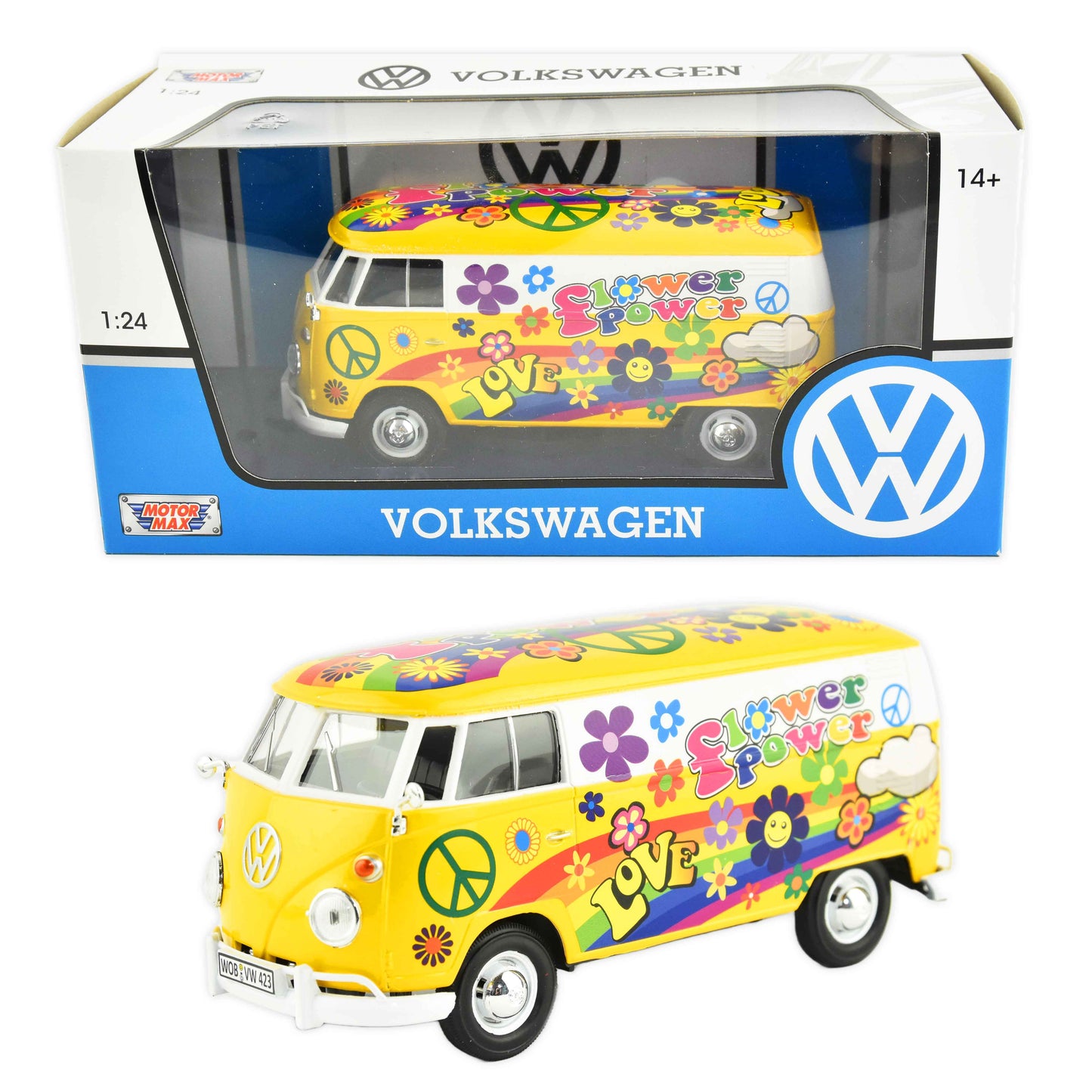 Volkswagen t2 flower power bil 1:24 17cm