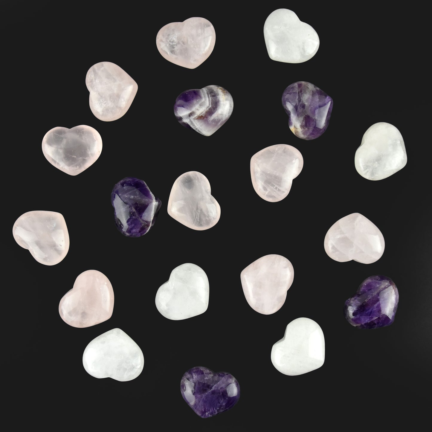 Ädelstenshjärtan i kristall 30st 3cm