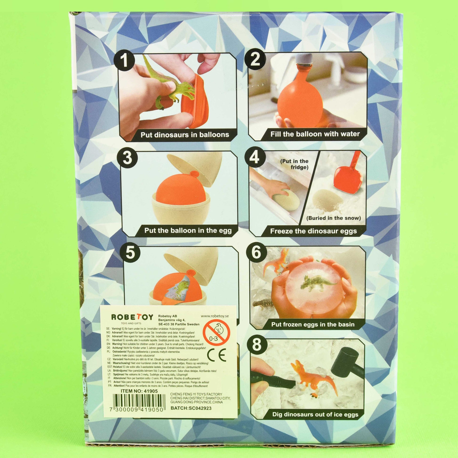 Dinosaurievärld med utgrävningsis-kit 16cm