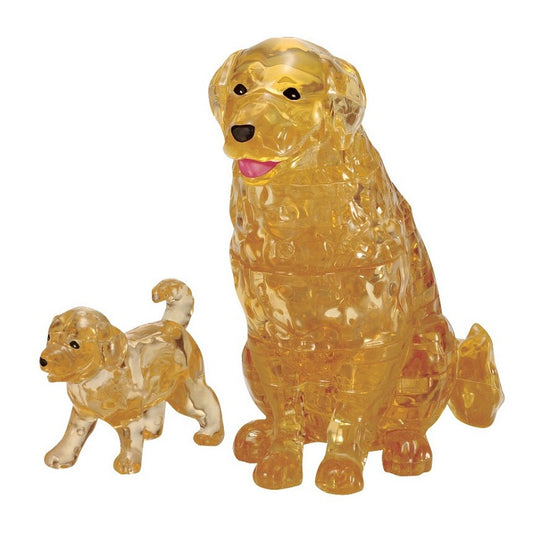 3D Crystal Puzzle Pussel golden retriever med valp 44bitar