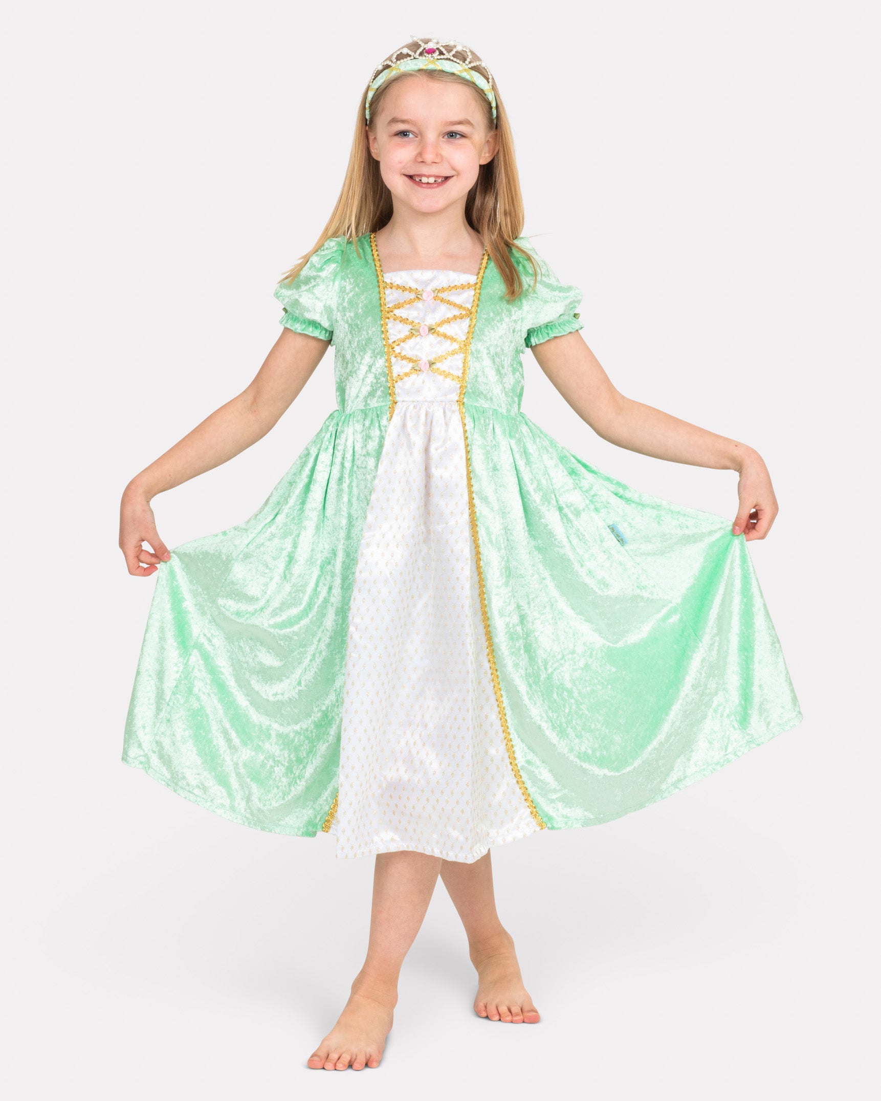 Prinsessklänning velour ljusgrön 110-116 cl 4-6 år