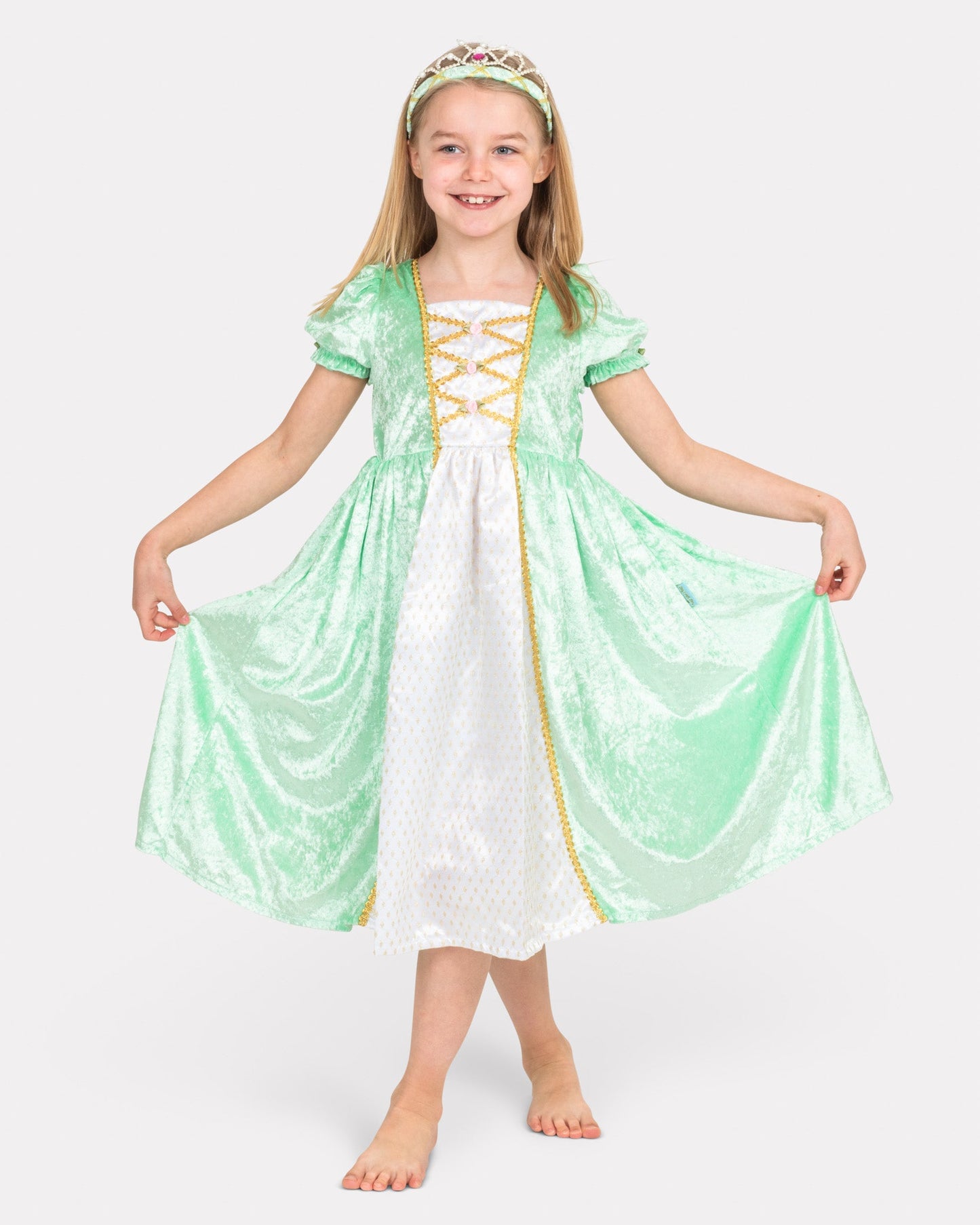 Prinsessklänning velour ljusgrön från Den Goda Fena