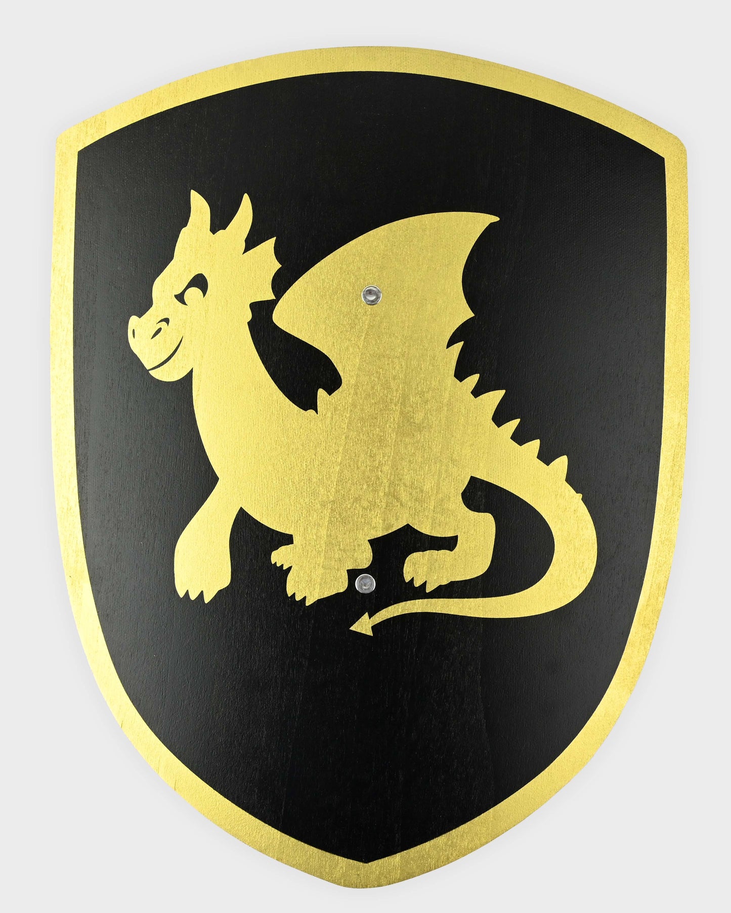 Sköld trä, drake svart/guld