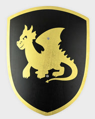 Sköld trä, drake svart/guld