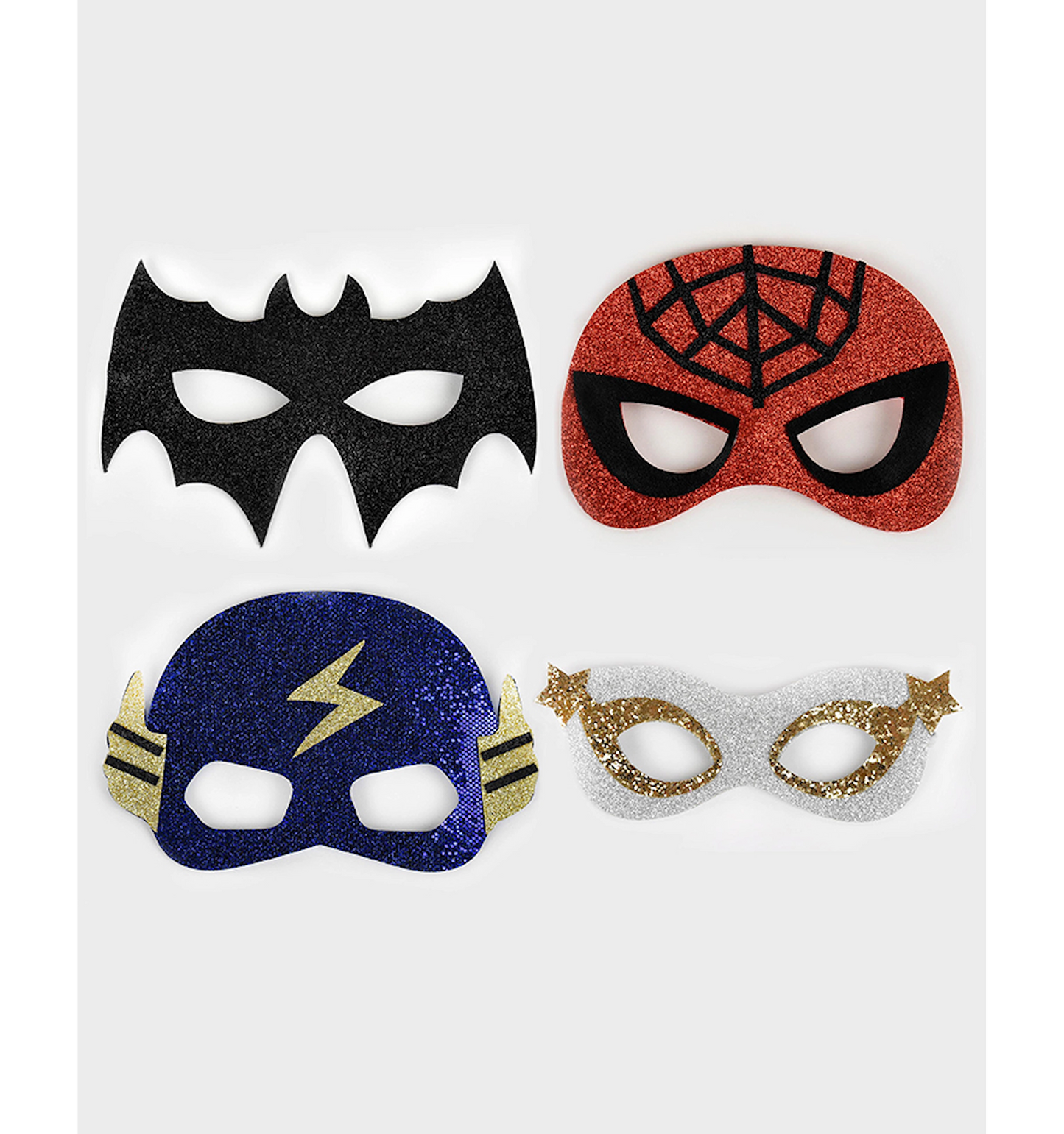 ✨ Superhjälte Masker – Batman, Spiderman & Fler | Glittrande Utklädningsmask för Barn