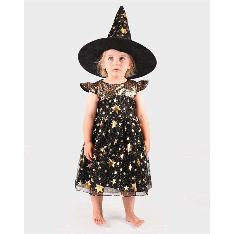 Häxdress med hatt 122-128 cl 6-8 år
