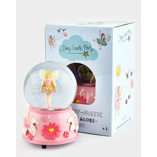 Glitterglob med fe och vevmusik 12cm