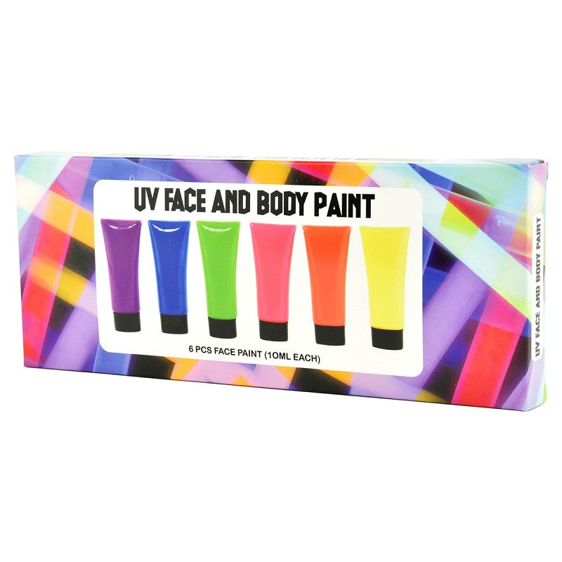 Ansikts- och kroppsfärger med UV-effekt 10ml 6st 7cm