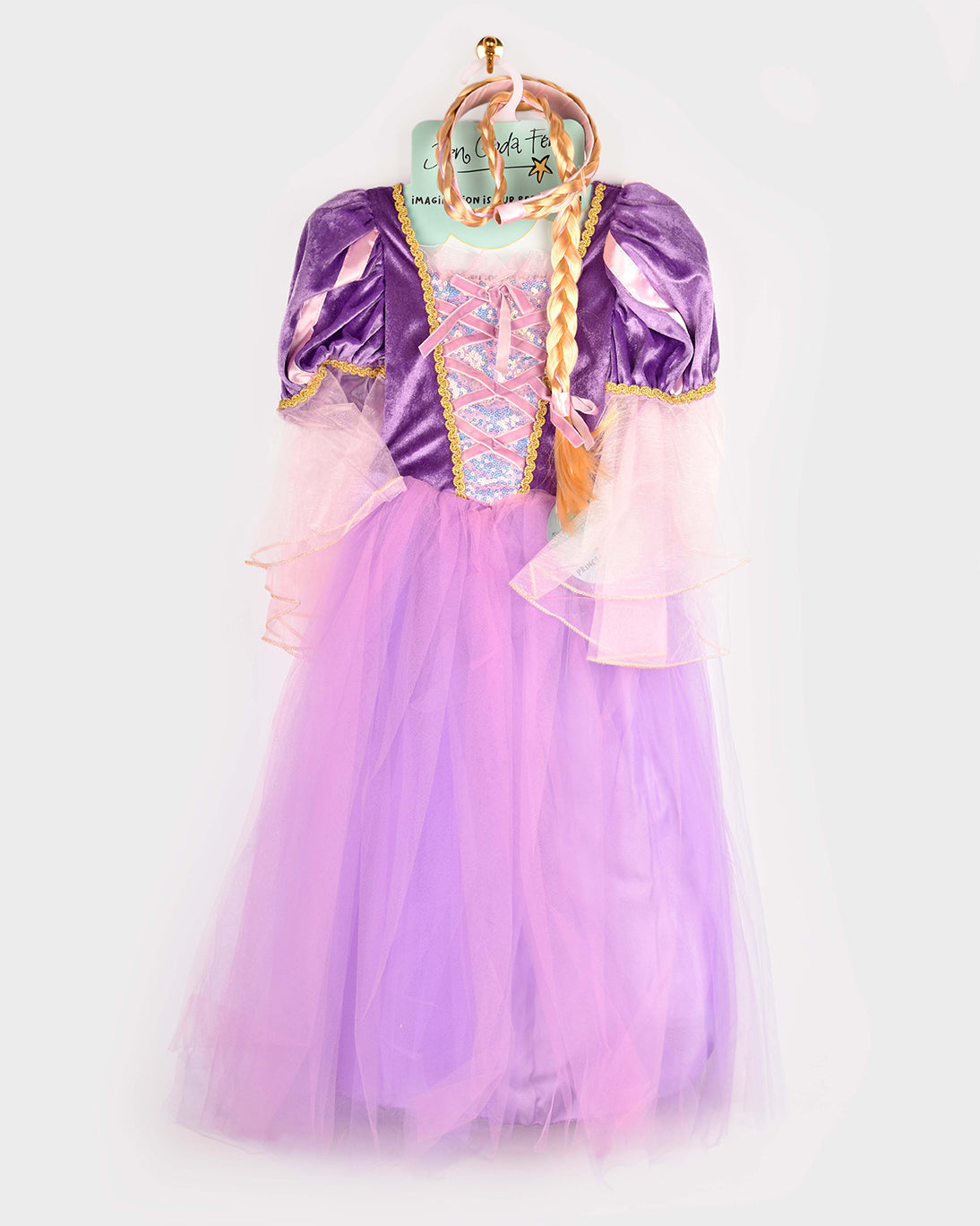 Prinsessklänning lila med fläta 110-116 cl 4-6 år