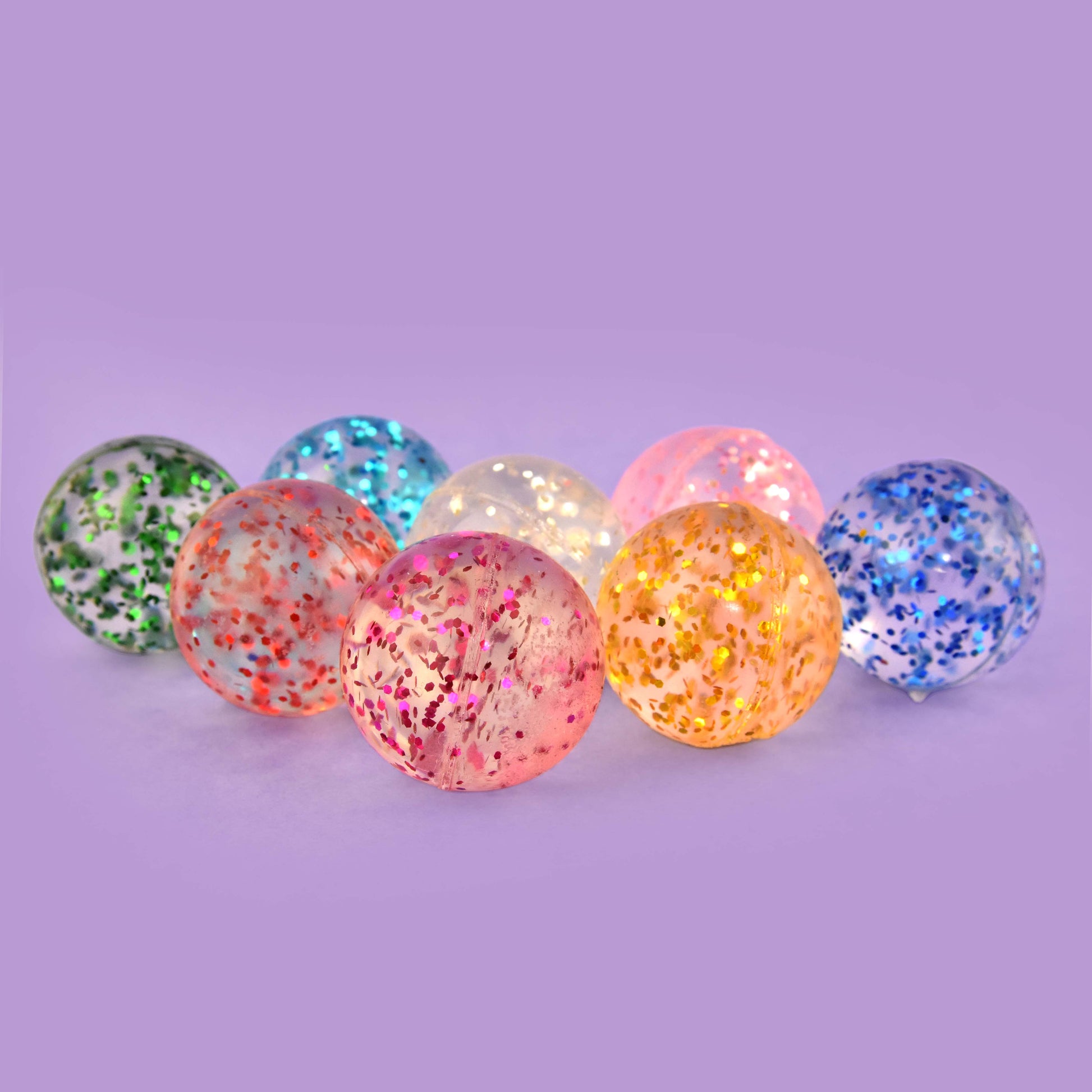 Bouncing ball glitter i nät 7-pack