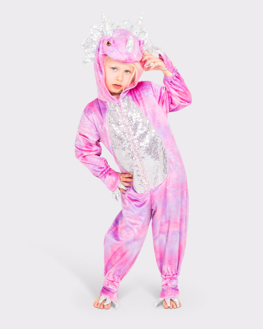 Jumpsuit pink disco triceratops