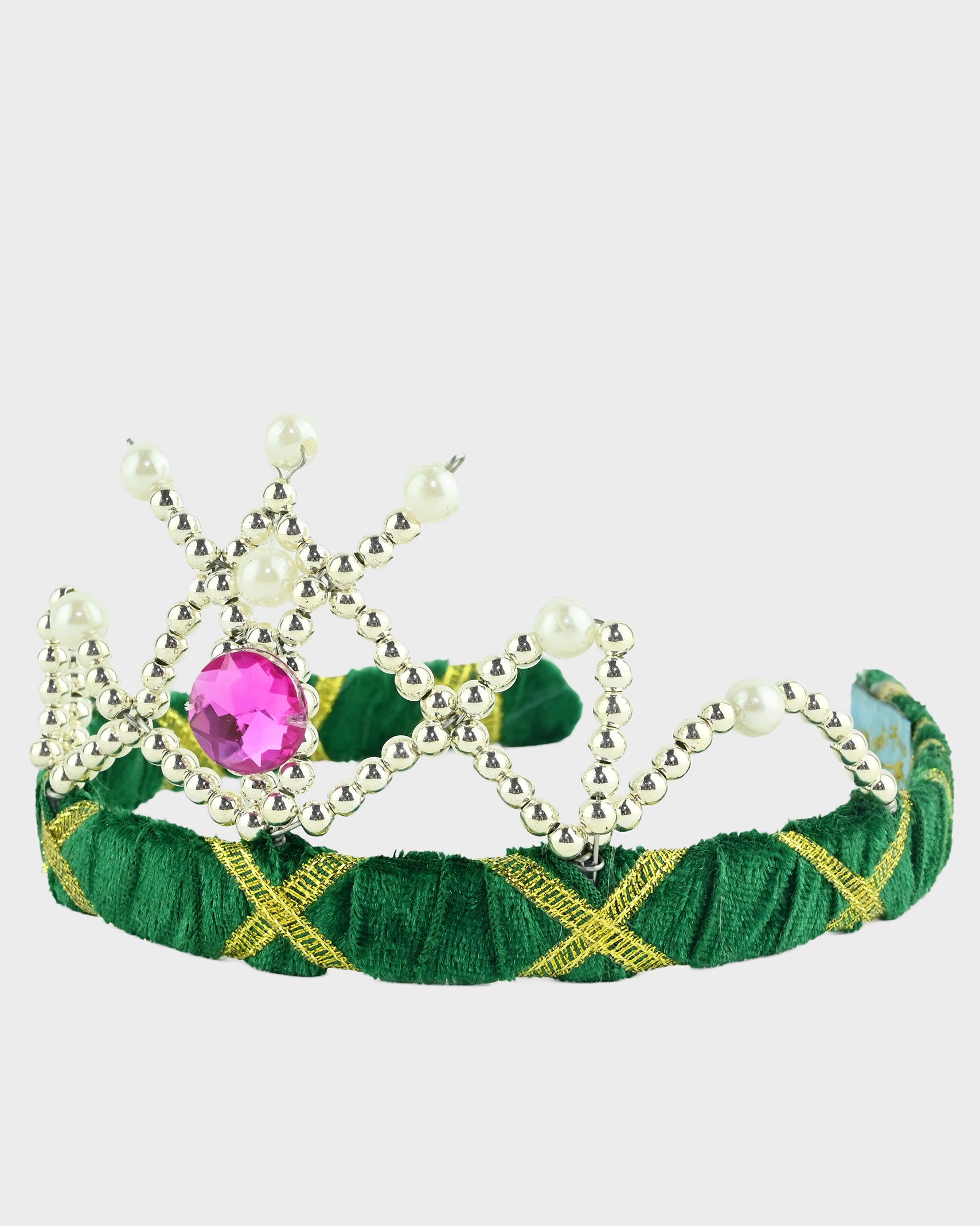 Tiara grön sammet 14cm