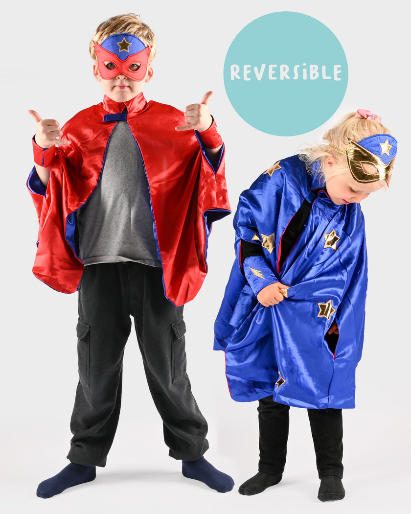 CAPE w ACCESSORIES BLUE/RED 98-128 CL 2-8 YEARS