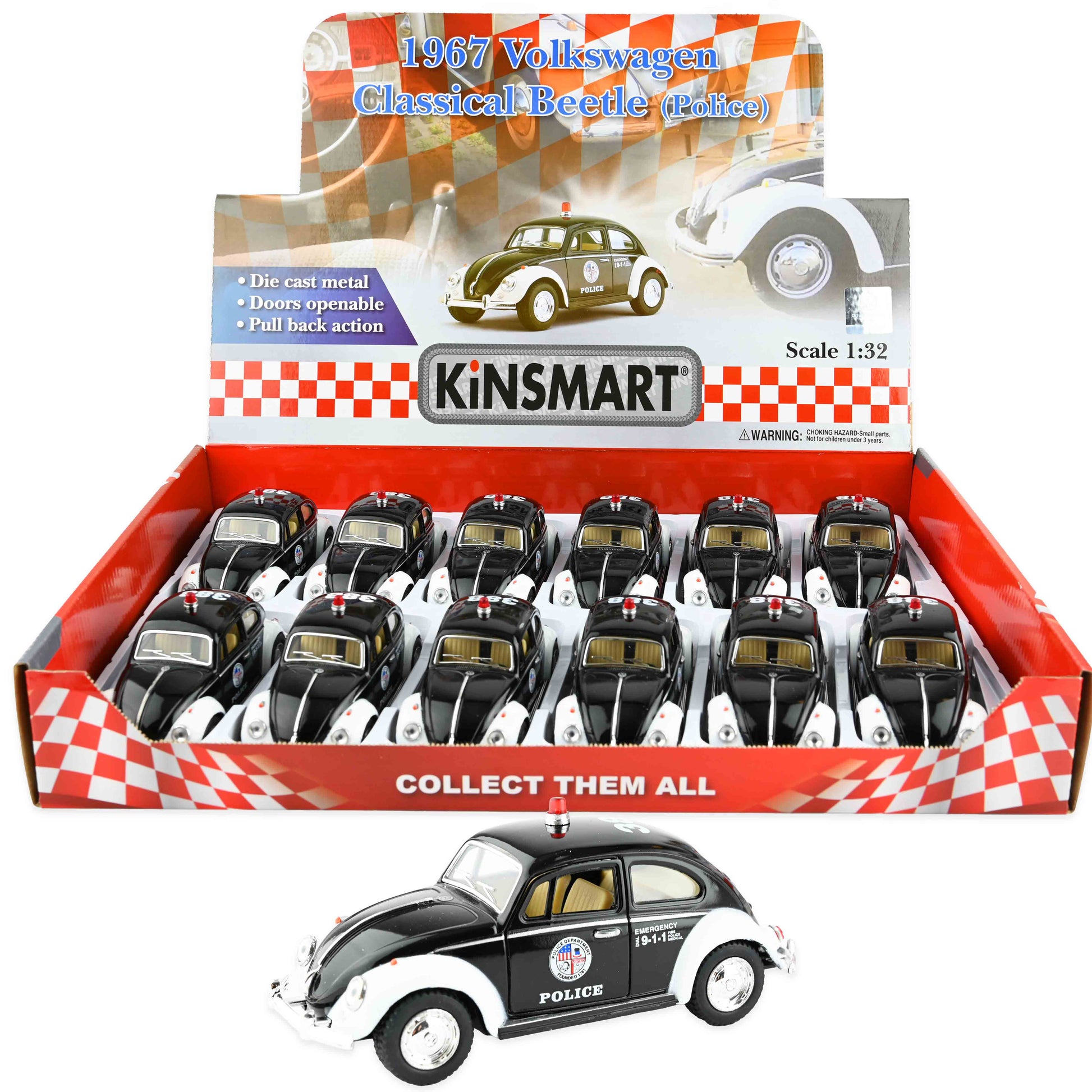 Volkswagen polisbil 1967 13cm 1:32