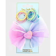 HAIR ELASTICS + HAIR CLIP HEART 16pcs 3-11cm