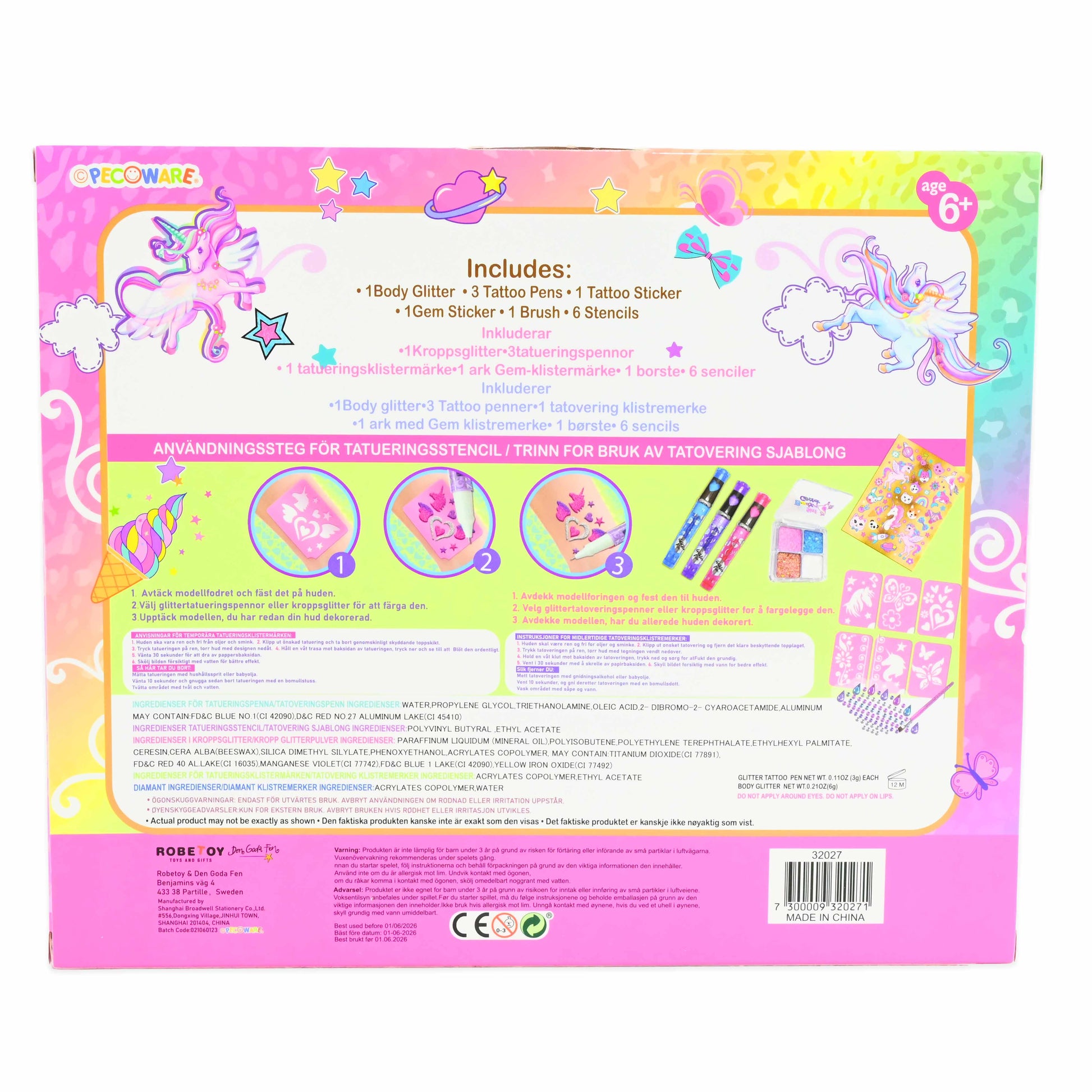 Tatuering set 12 bitar 25cm
