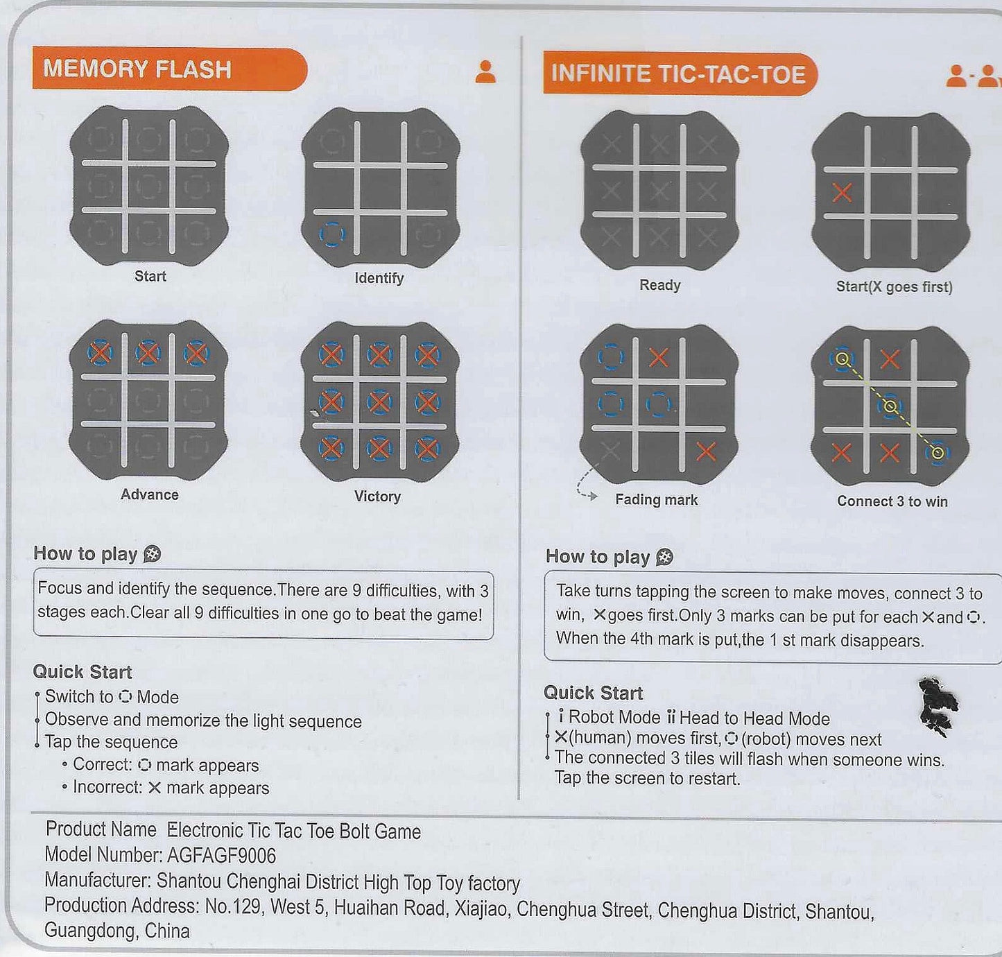 Elektrisk Tic Tac Toe / Tre i Rad-spel  – 3 i 1 Smart Spel för Barn och Familj