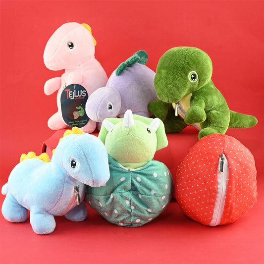 Återvunnen plush reversibel dinosaurie 21-25cm