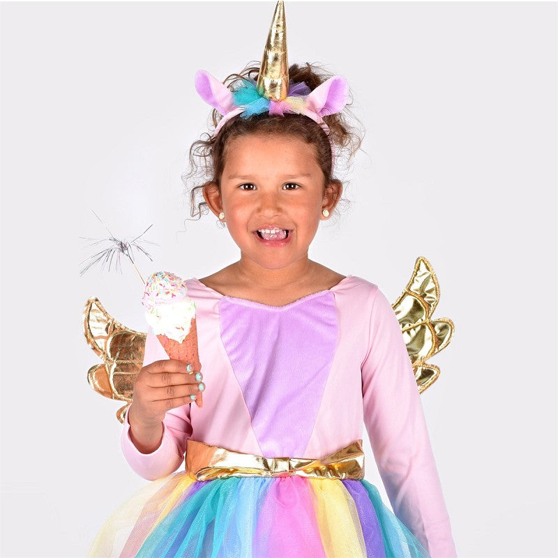 DRESS UNICORN w DIADEM 110-116 CL 4-6 YEARS