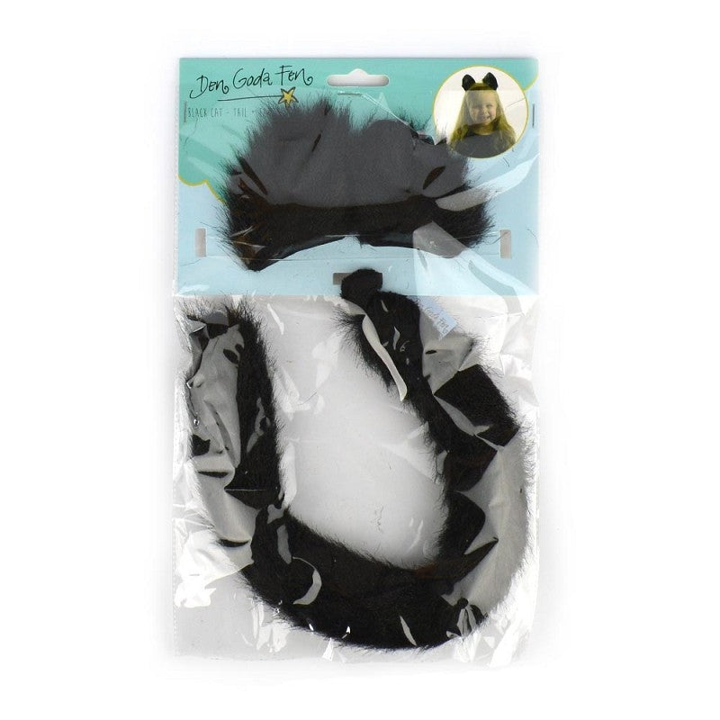 BLACK CAT EARS AND TAIL FLUFFY one size