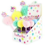 Penna med fluffig pompom enhörning 21cm