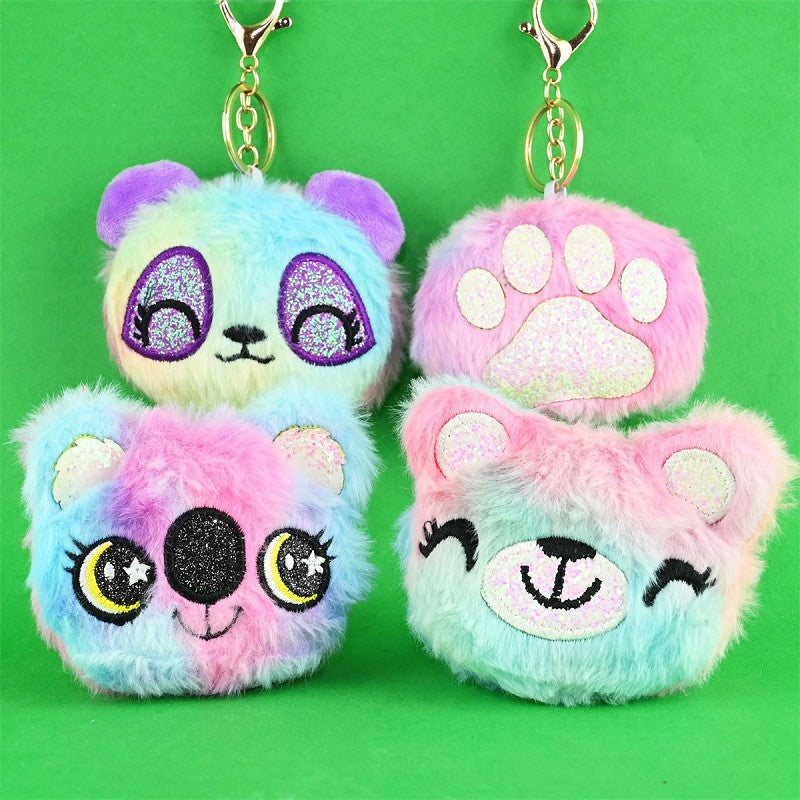 Nyckelring med fluffig björn 9cm