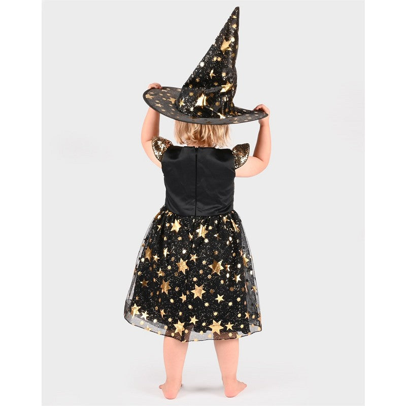 Häxdress med hatt 122-128 cl 6-8 år