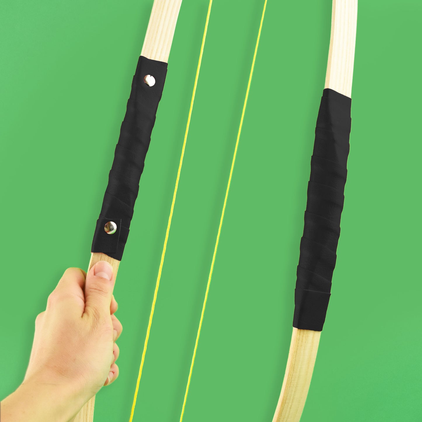 Rött läderbåge i trä 80cm