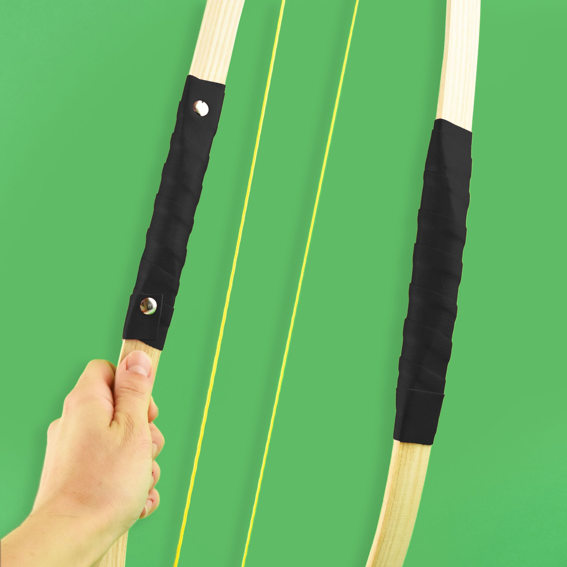 Rött läderbåge i trä 80cm