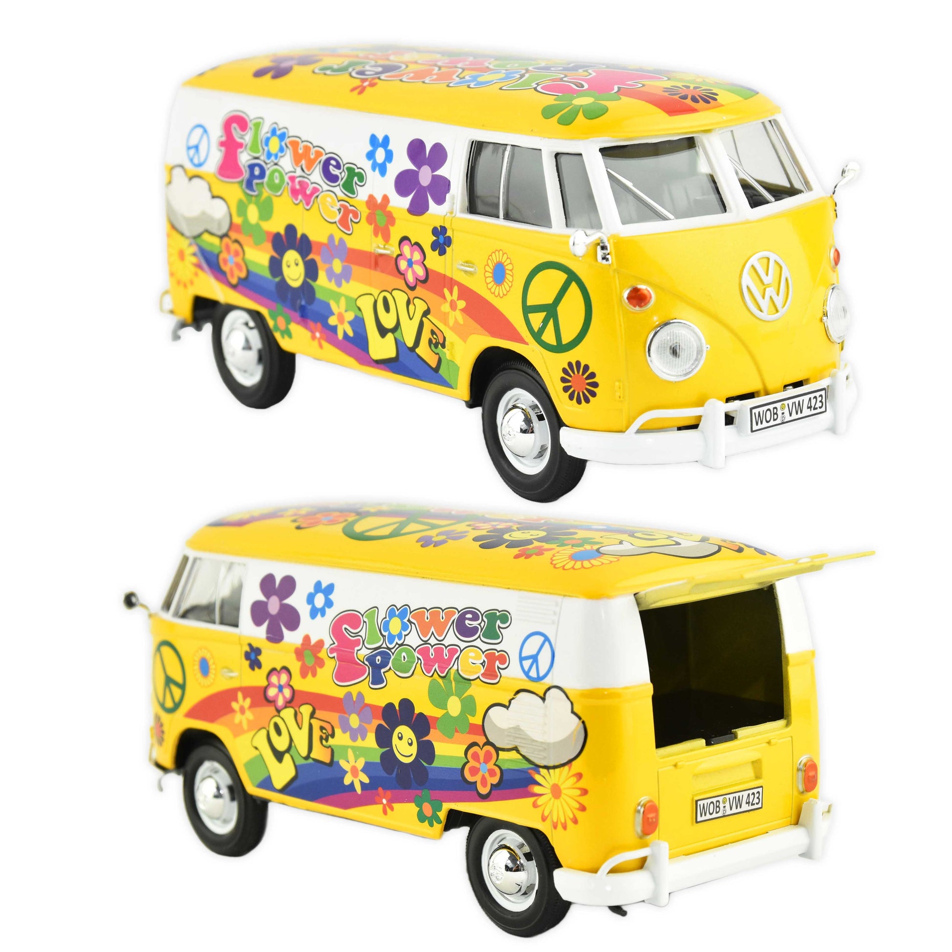 Volkswagen t2 flower power bil 1:24 17cm
