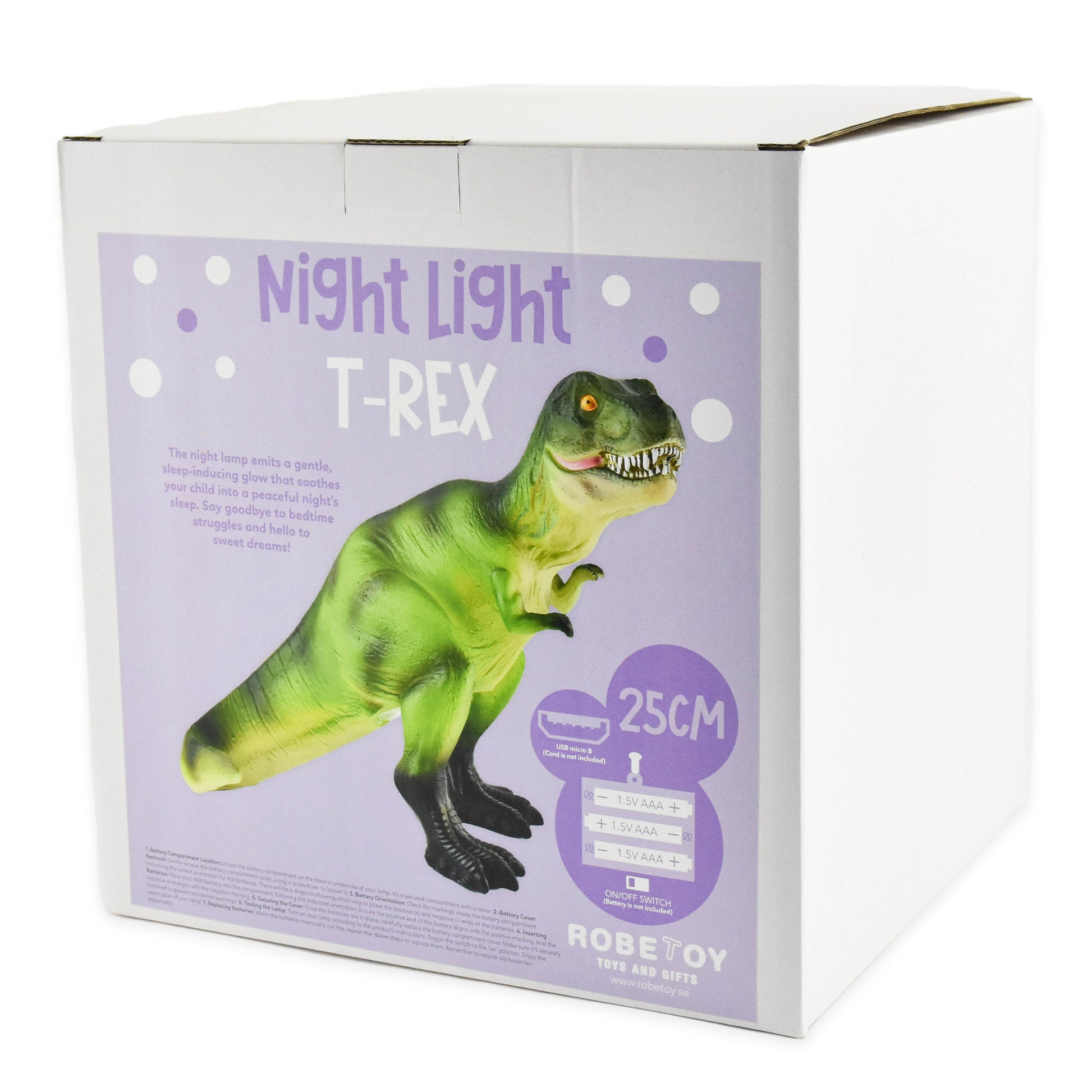 Nattljus t-rex b/o 25cm