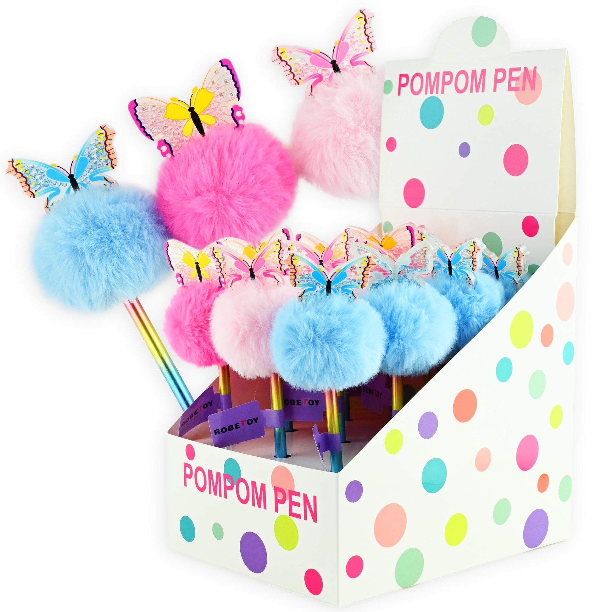 Penna fluffig pompom fjäril 19cm