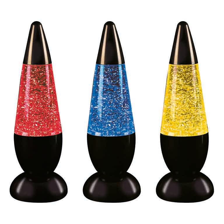 Flerfärgat glitterlampa b/o 25cm
