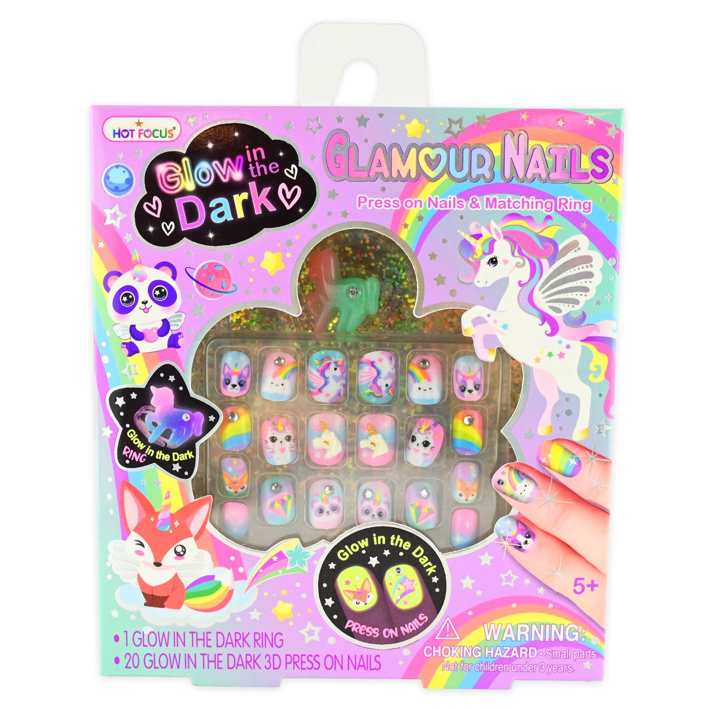 Spik glamour press-on och ring gid 21pcs