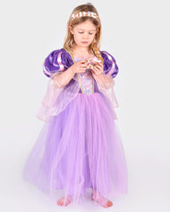 Prinsessklänning lila med fläta 110-116 cl 4-6 år