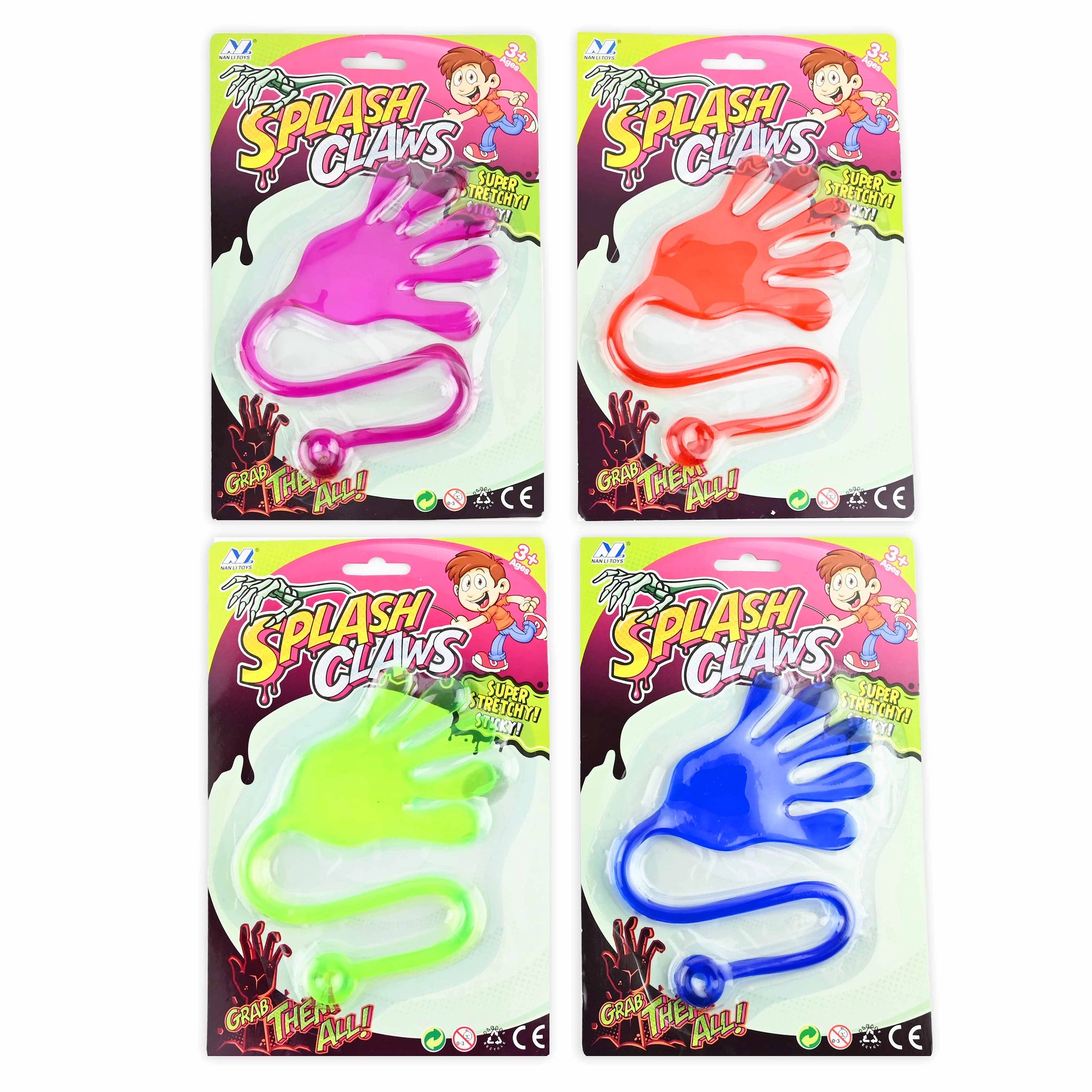 STICKY HAND – klibbiga leksakshänder, ca 36 cm (4-pack)
