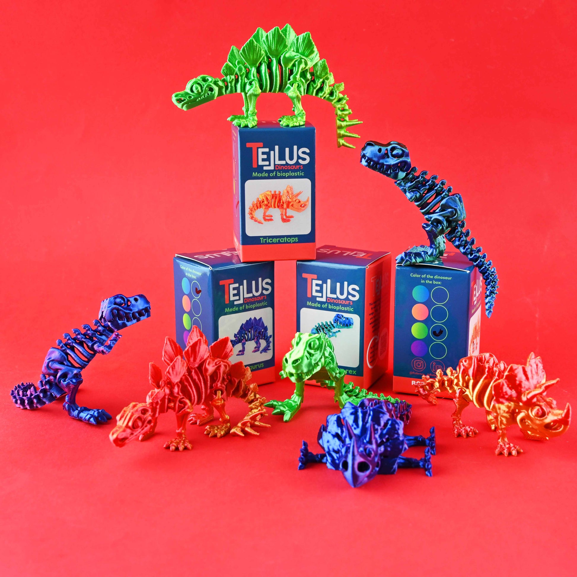 3d-printade dinosaurier 12cm