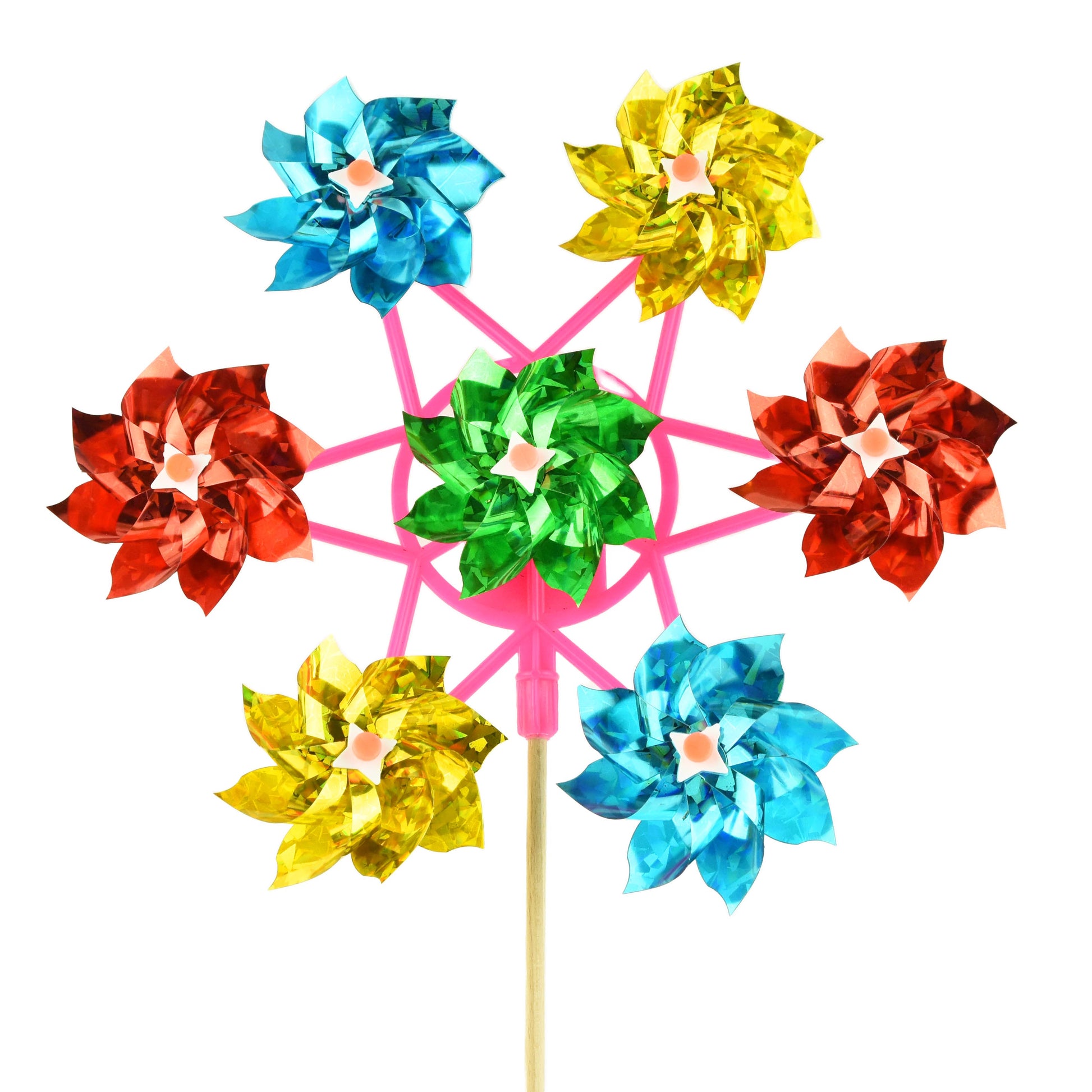 Vindkvarn 7 blommor trä 53cm