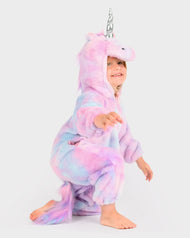 🦄 Enhörningsoverall i regnbågsfärger – Storlek 104 cl (3–4 år)